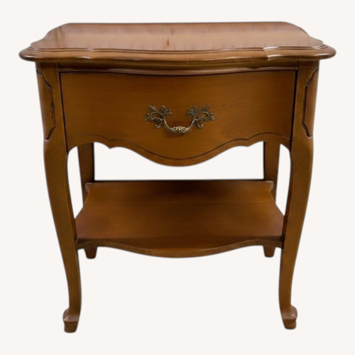 Used Vintage Style Wood Nightstand Drawer Shelf Table for sale on AptDeco