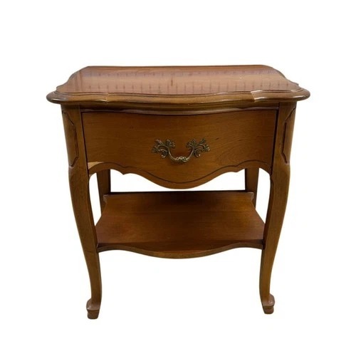 Used Vintage Style Wood Nightstand Drawer Shelf Table for sale on AptDeco