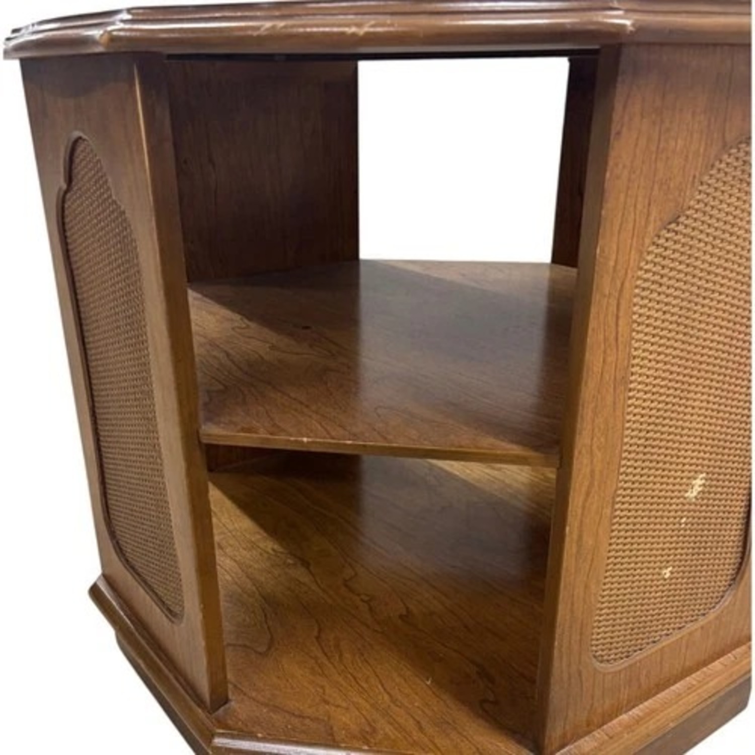 Vintage Octagonal Stone Top End Table Storage - image-4