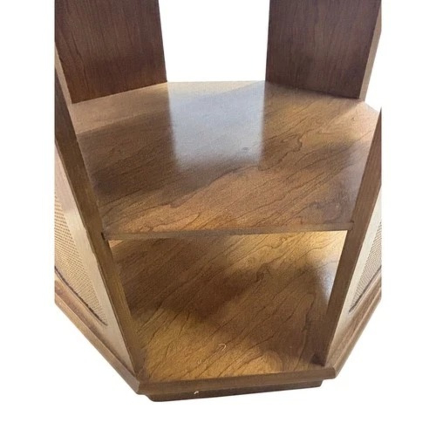 Vintage Octagonal Stone Top End Table Storage - image-8