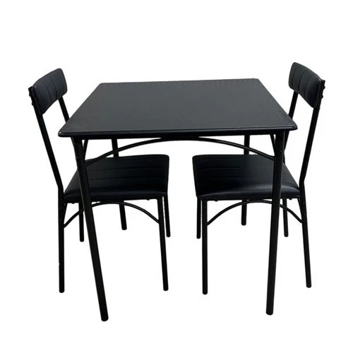 Used Modern Black 3 Pc Square Dining Table Chair Set for sale on AptDeco
