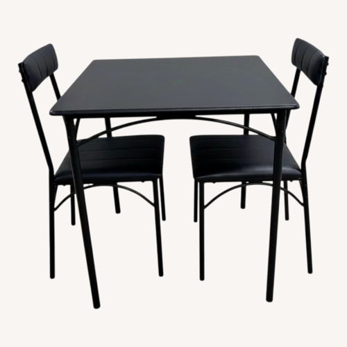 Used Modern Black 3 Pc Square Dining Table Chair Set for sale on AptDeco