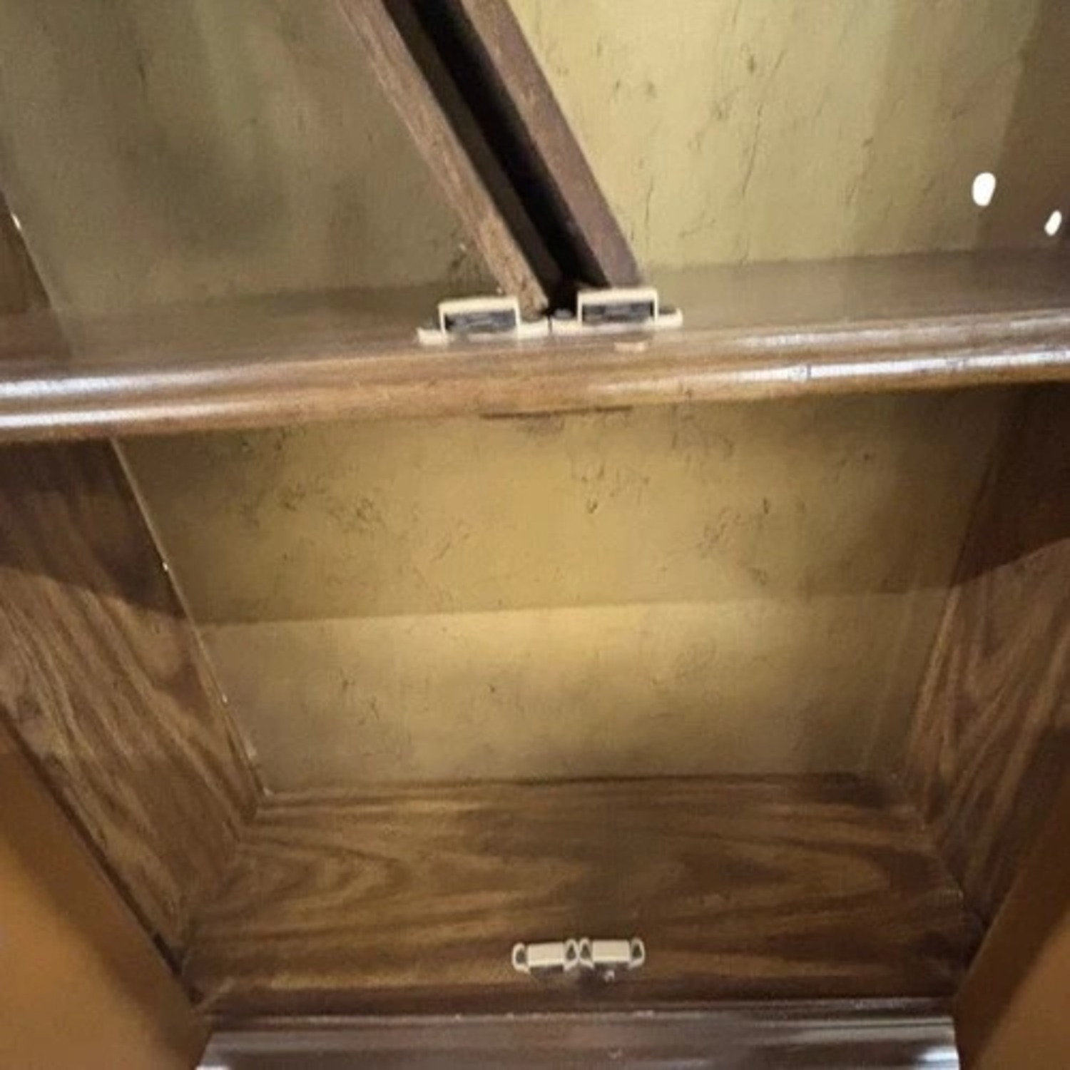 Vintage Glass Door Display Curio Cabinet Brown - image-9