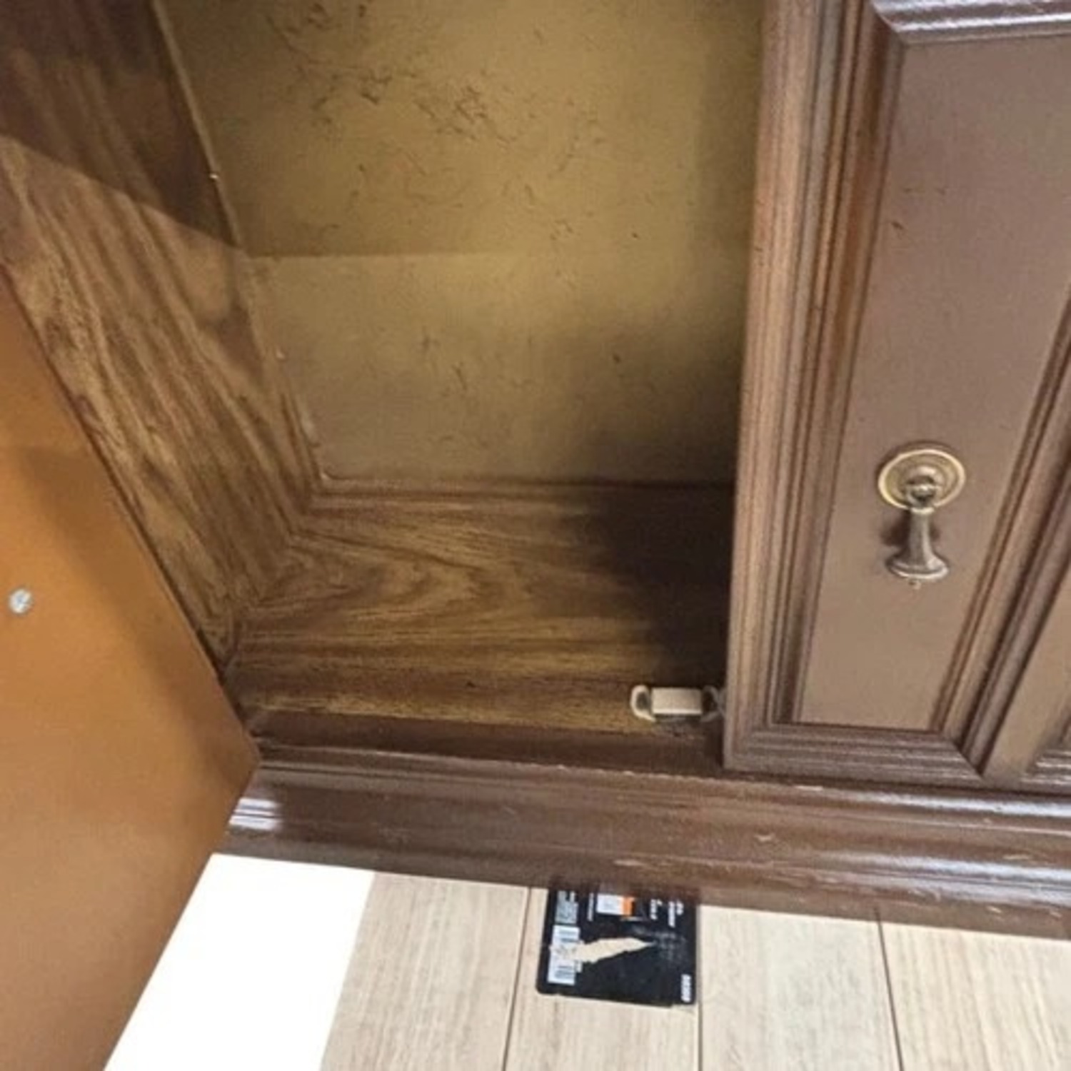 Vintage Glass Door Display Curio Cabinet Brown - image-10