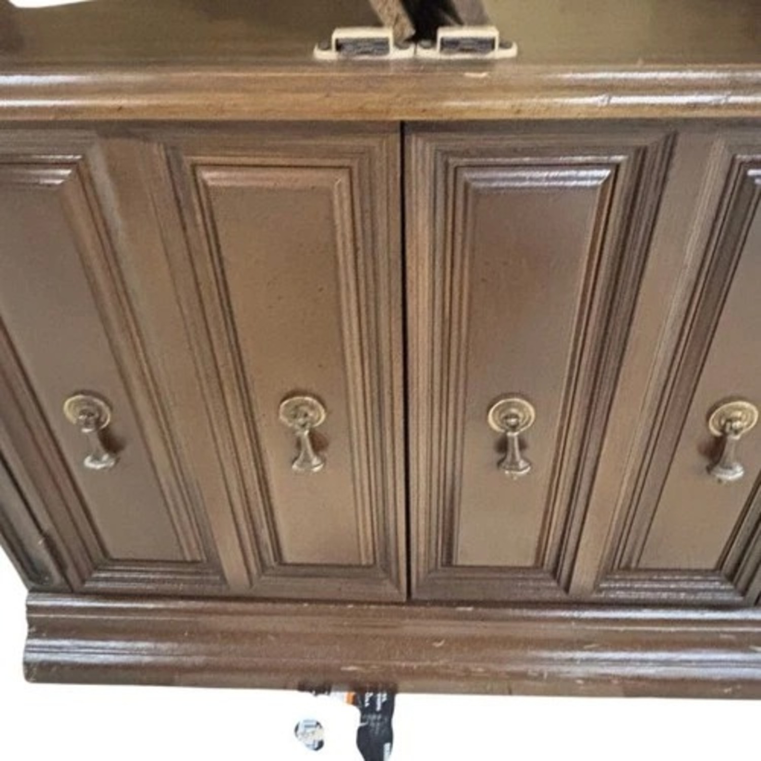 Vintage Glass Door Display Curio Cabinet Brown - image-8