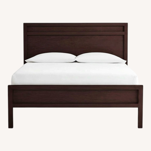 Used Crate & Barrel Dawson Dark Brown Wood Queen Bed for sale on AptDeco