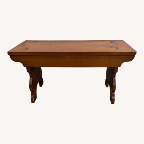 Used Rustic Solid Wood Bench Trestle Farmhouse for sale on AptDeco