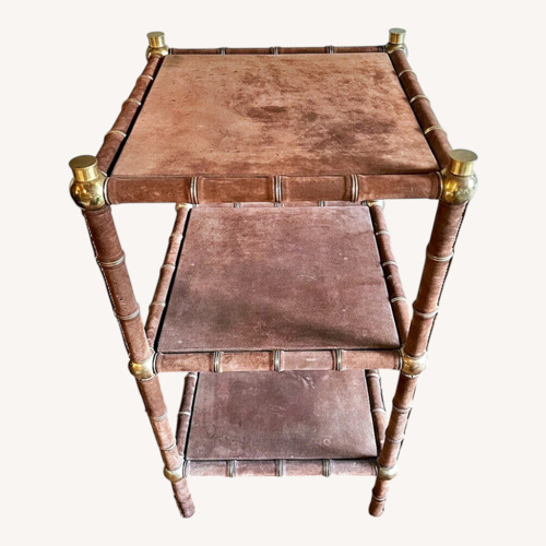Used Vintage Brown Suede and Brass Etagere c. 1970s for sale on AptDeco