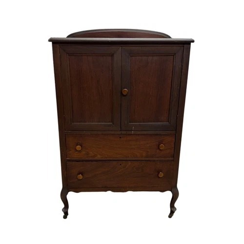 Used Antique Wood Cabinet w Drawers & Tray Shelves for sale on AptDeco