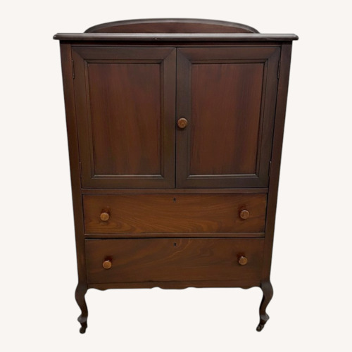Used Antique Wood Cabinet w Drawers & Tray Shelves for sale on AptDeco