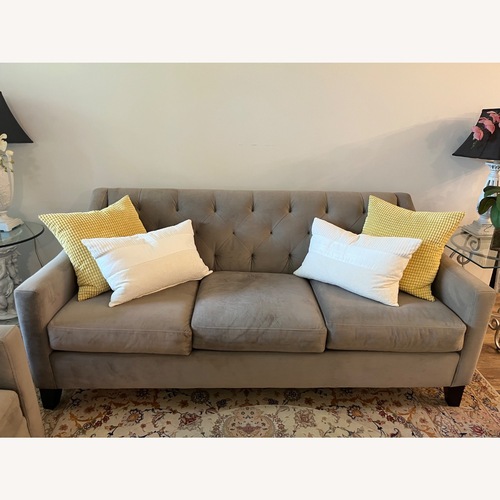 Used Light Gray Velvet 3+ Seater Sofa for sale on AptDeco