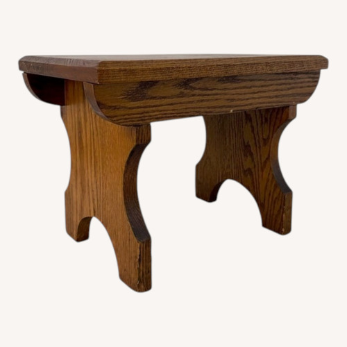 Used Solid Wood Small Bench Rustic Oak Footstool for sale on AptDeco