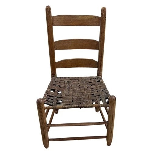 Used Rustic Ladder Back Wood Chair Woven Seat for sale on AptDeco