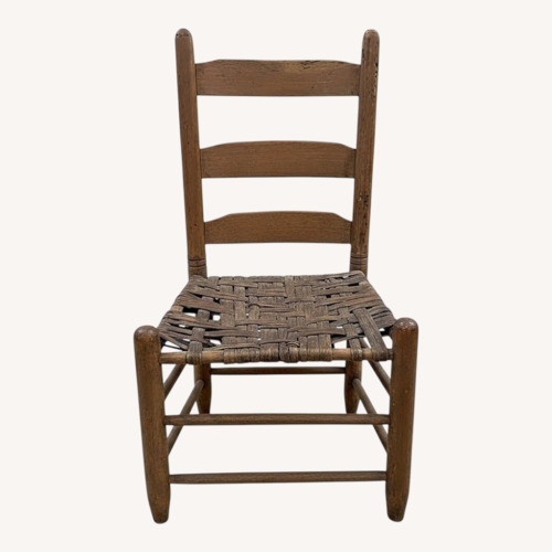 Used Rustic Ladder Back Wood Chair Woven Seat for sale on AptDeco
