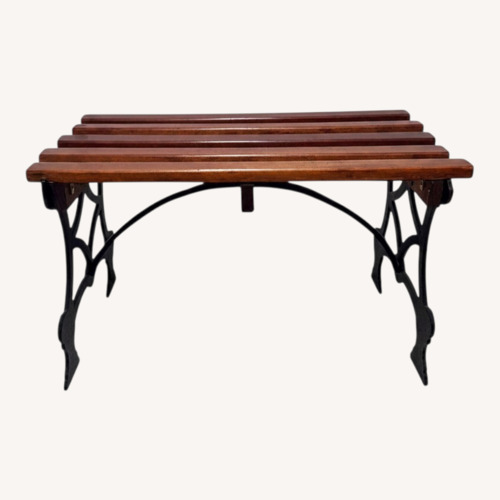 Used Vintage Wood Slat Bench Cast Iron Base Entry for sale on AptDeco