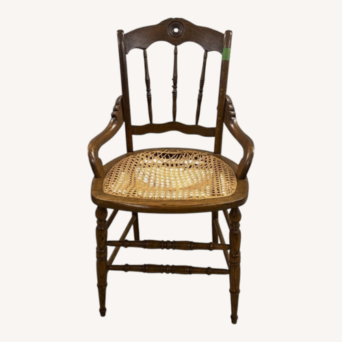 Used Vintage Wood Armchair Cane Seat Spindle Back for sale on AptDeco
