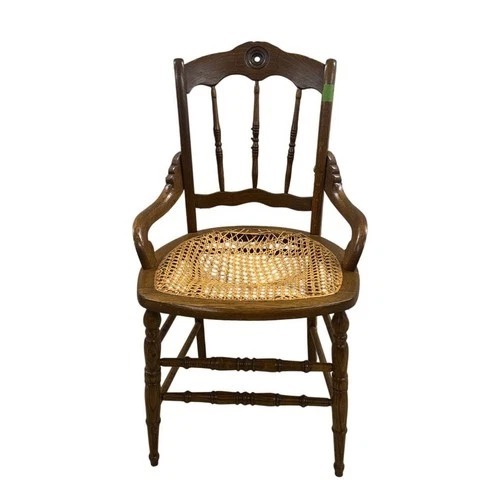 Used Vintage Wood Armchair Cane Seat Spindle Back for sale on AptDeco