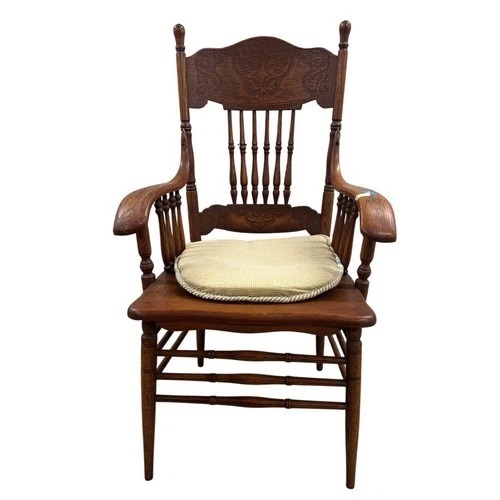Used Vintage Windsor Style Wood Armchair Carved Back for sale on AptDeco