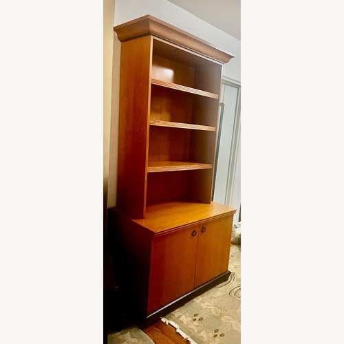 Used Solid Wood Crown Top Bookcase with Cabinet for sale on AptDeco