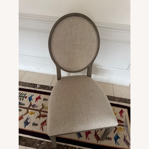Used French Contemporary Round Fabric Dining Side Chair for sale on AptDeco