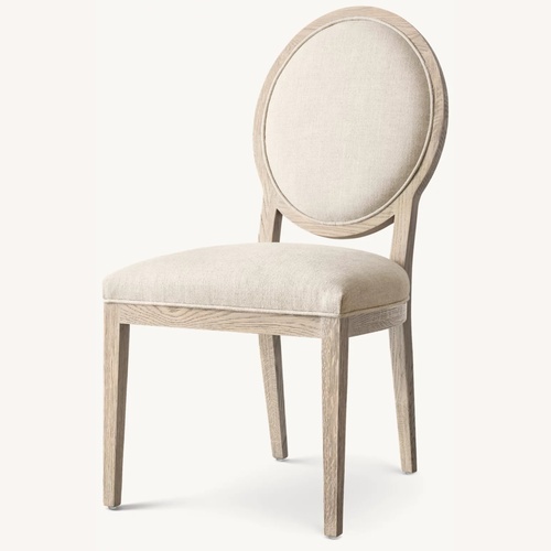 Used French Contemporary Round Fabric Dining Side Chair for sale on AptDeco