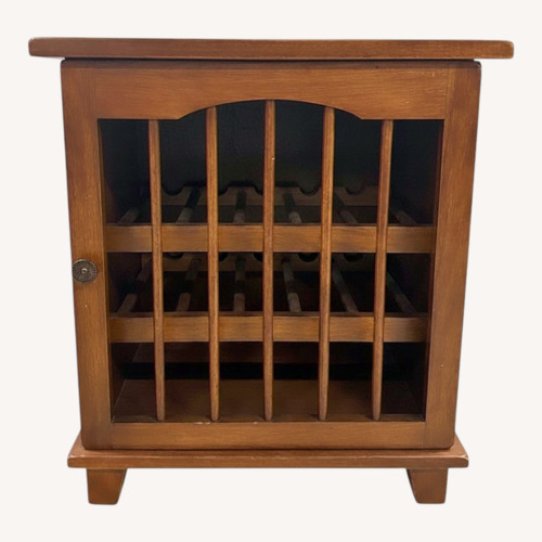 Used Wood Wine Cabinet Slatted Door Small Rack for sale on AptDeco