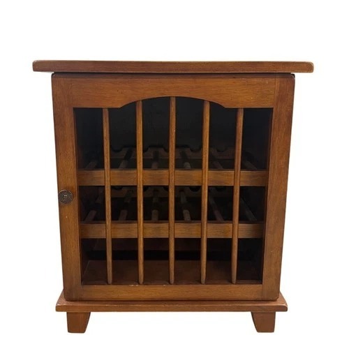 Used Wood Wine Cabinet Slatted Door Small Rack for sale on AptDeco