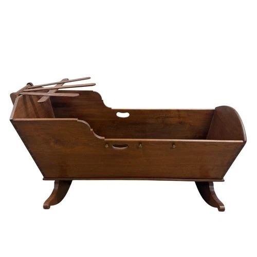 Used Antique Wooden Rocking Baby Cradle Dovetail Brown for sale on AptDeco
