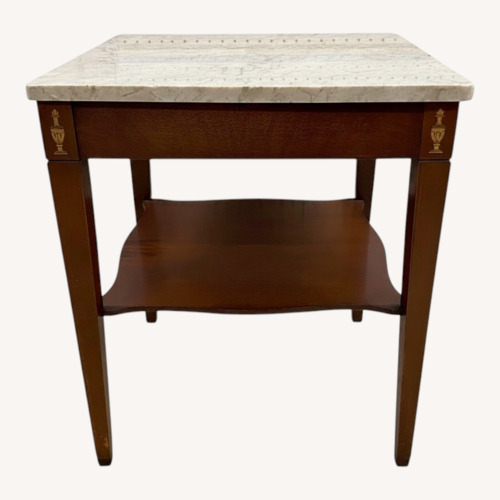 Used Marble Top End Table Wood Traditional Side Table for sale on AptDeco
