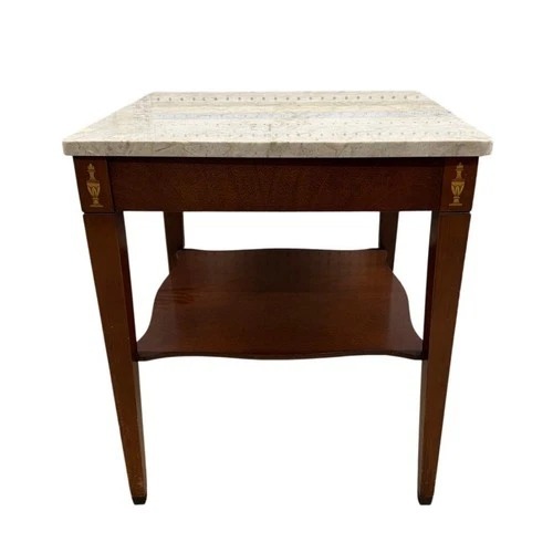 Used Marble Top End Table Wood Traditional Side Table for sale on AptDeco