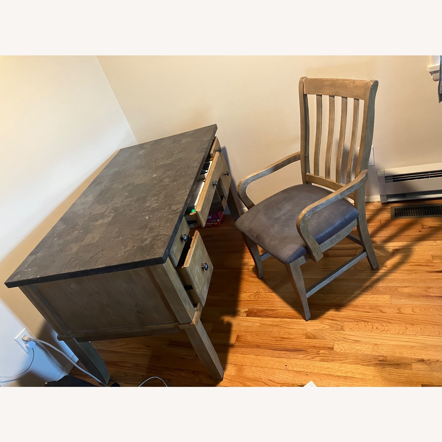 Granite Top Desk and Chair - image-1