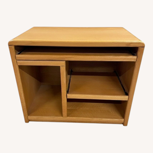 Used Oak TV Stand Media Console w Slide Shelf for sale on AptDeco