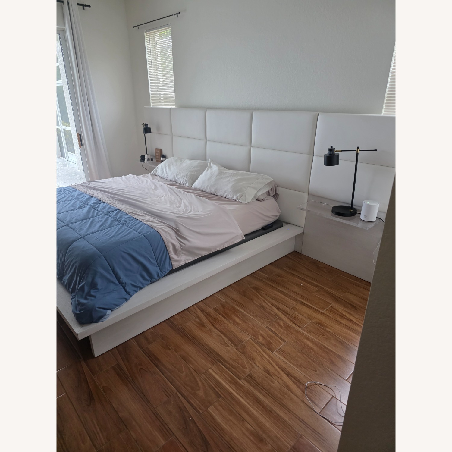 White Fabric King Bed - image-3