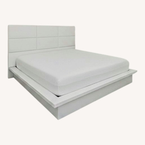 Used White Fabric King Bed for sale on AptDeco