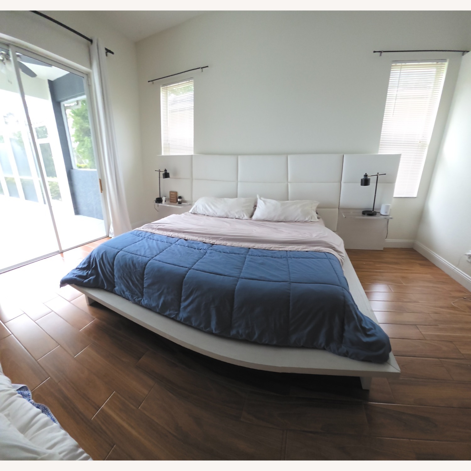 White Fabric King Bed - image-2