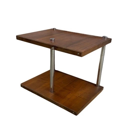 Used MCM Style Wood & Chrome End Table Two Tier for sale on AptDeco