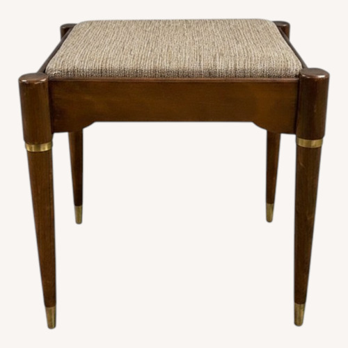 Used Mid Century Style Wood Vanity Stool Brass Legs for sale on AptDeco