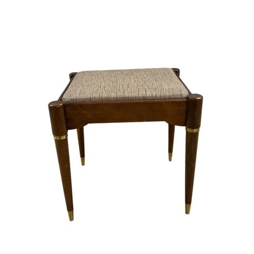 Used Mid Century Style Wood Vanity Stool Brass Legs for sale on AptDeco