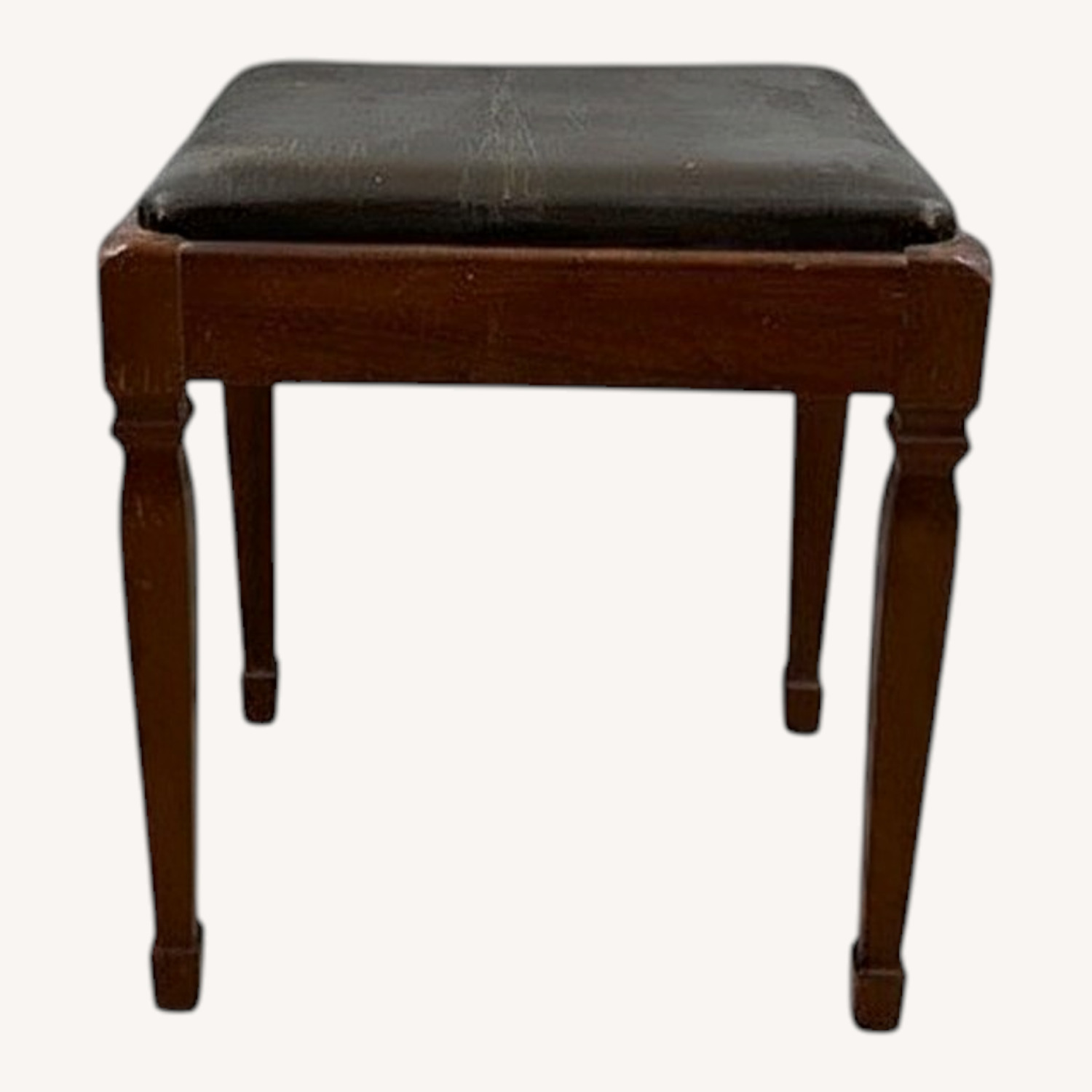 Wood Vanity Stool Upholstered Seat Brown - image-0