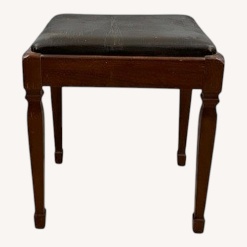 Used Wood Vanity Stool Upholstered Seat Brown for sale on AptDeco