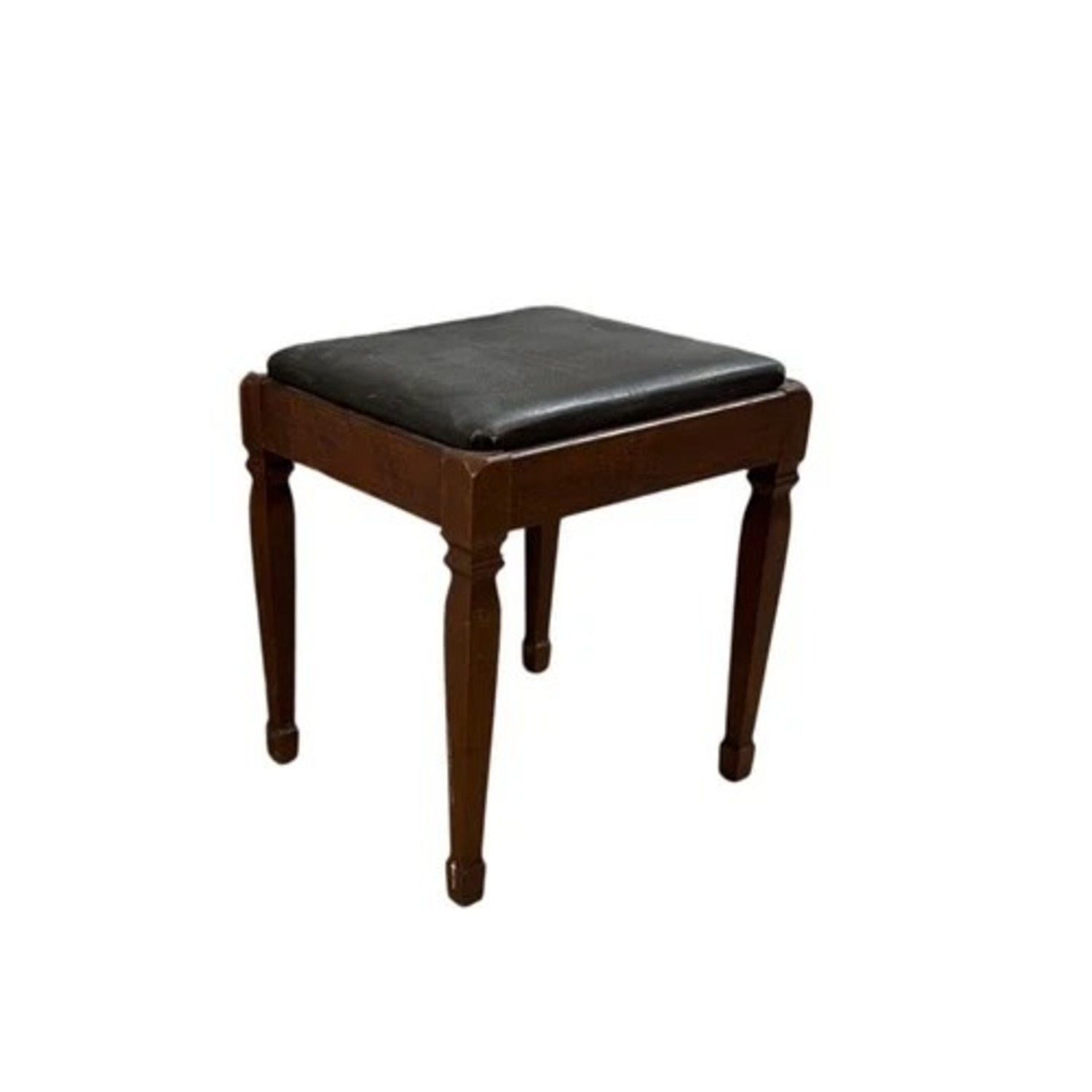 Wood Vanity Stool Upholstered Seat Brown - image-3