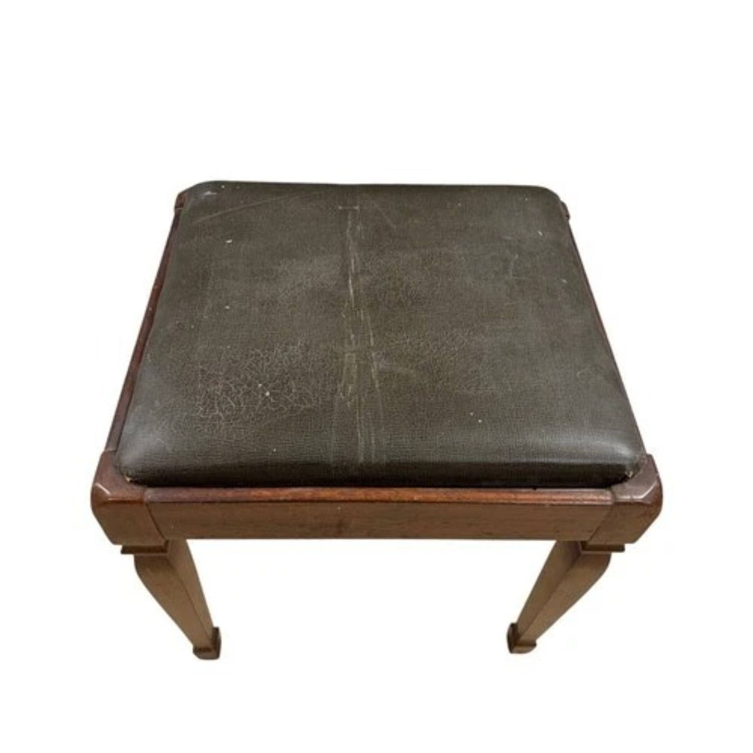 Wood Vanity Stool Upholstered Seat Brown - image-4