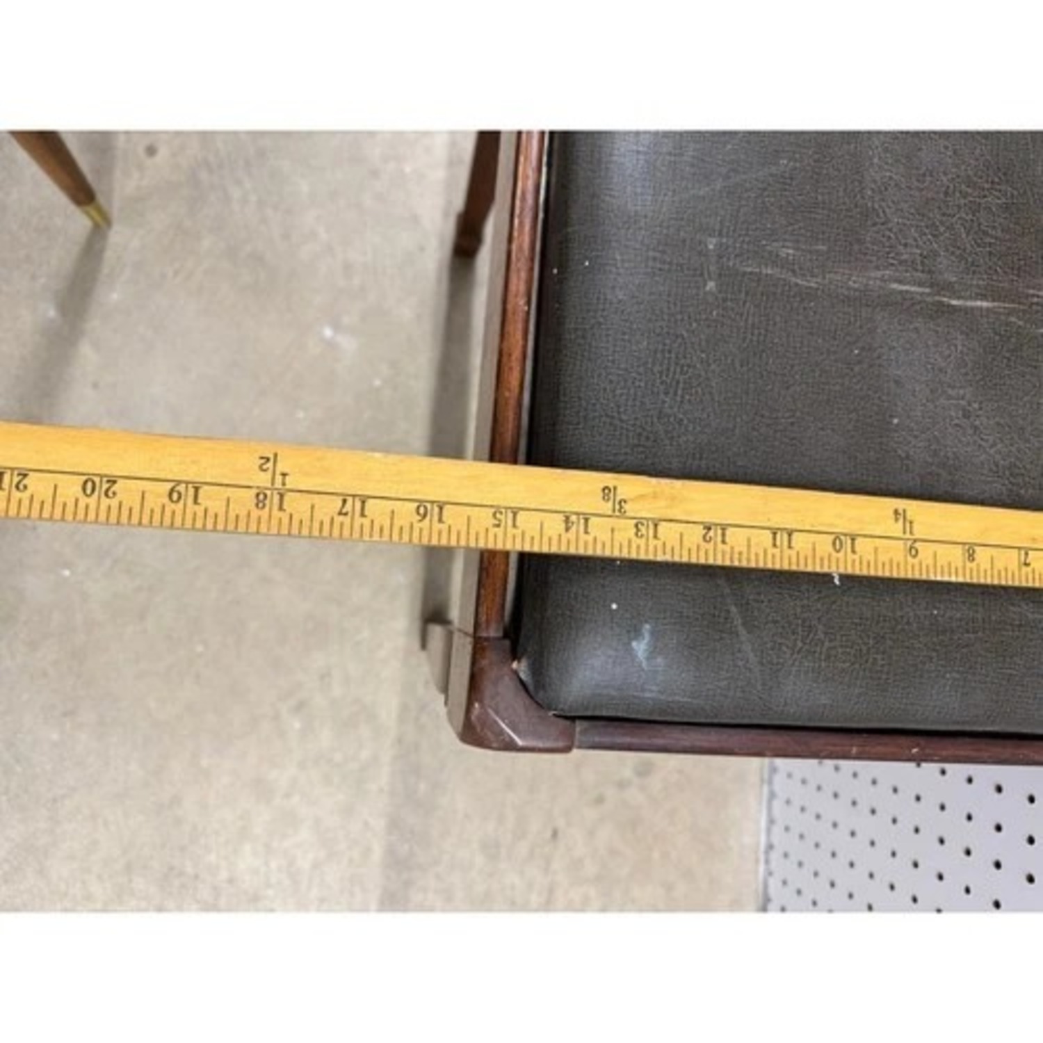 Wood Vanity Stool Upholstered Seat Brown - image-7