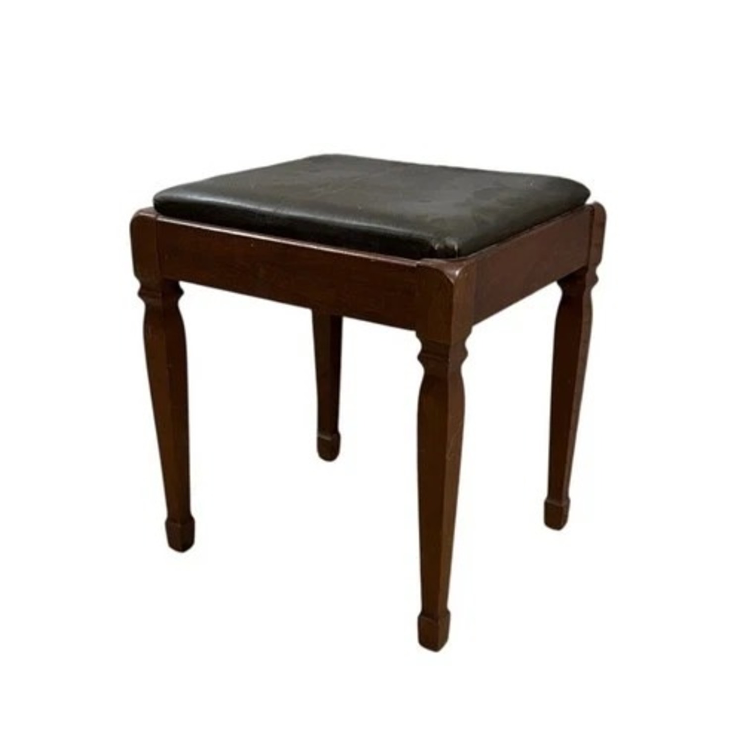 Wood Vanity Stool Upholstered Seat Brown - image-2