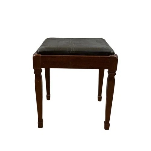 Used Wood Vanity Stool Upholstered Seat Brown for sale on AptDeco