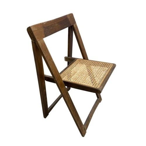 Used Wood Folding Chair Cane Seat Vintage Style for sale on AptDeco