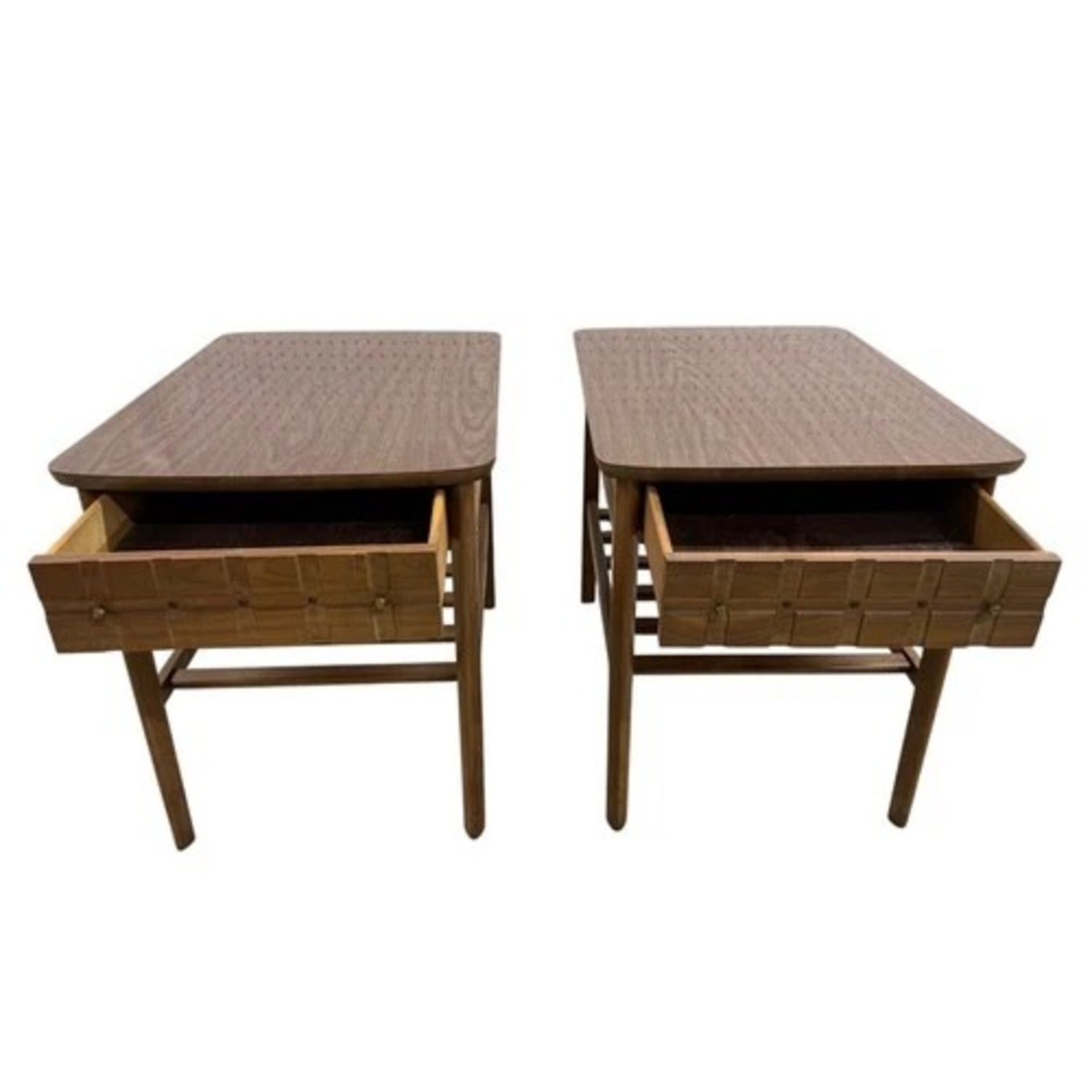 Mersman MCM End Tables Pair Drawer Shelf - image-6