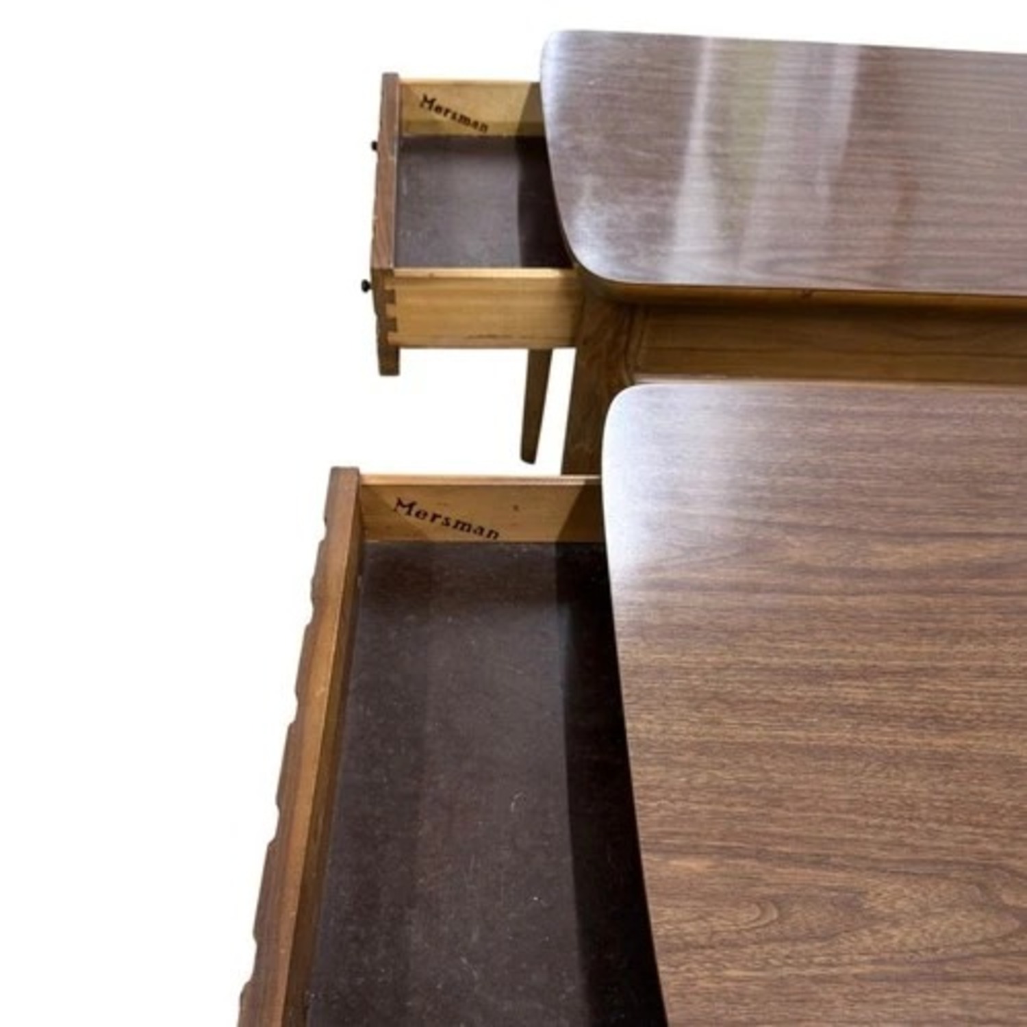 Mersman MCM End Tables Pair Drawer Shelf - image-7