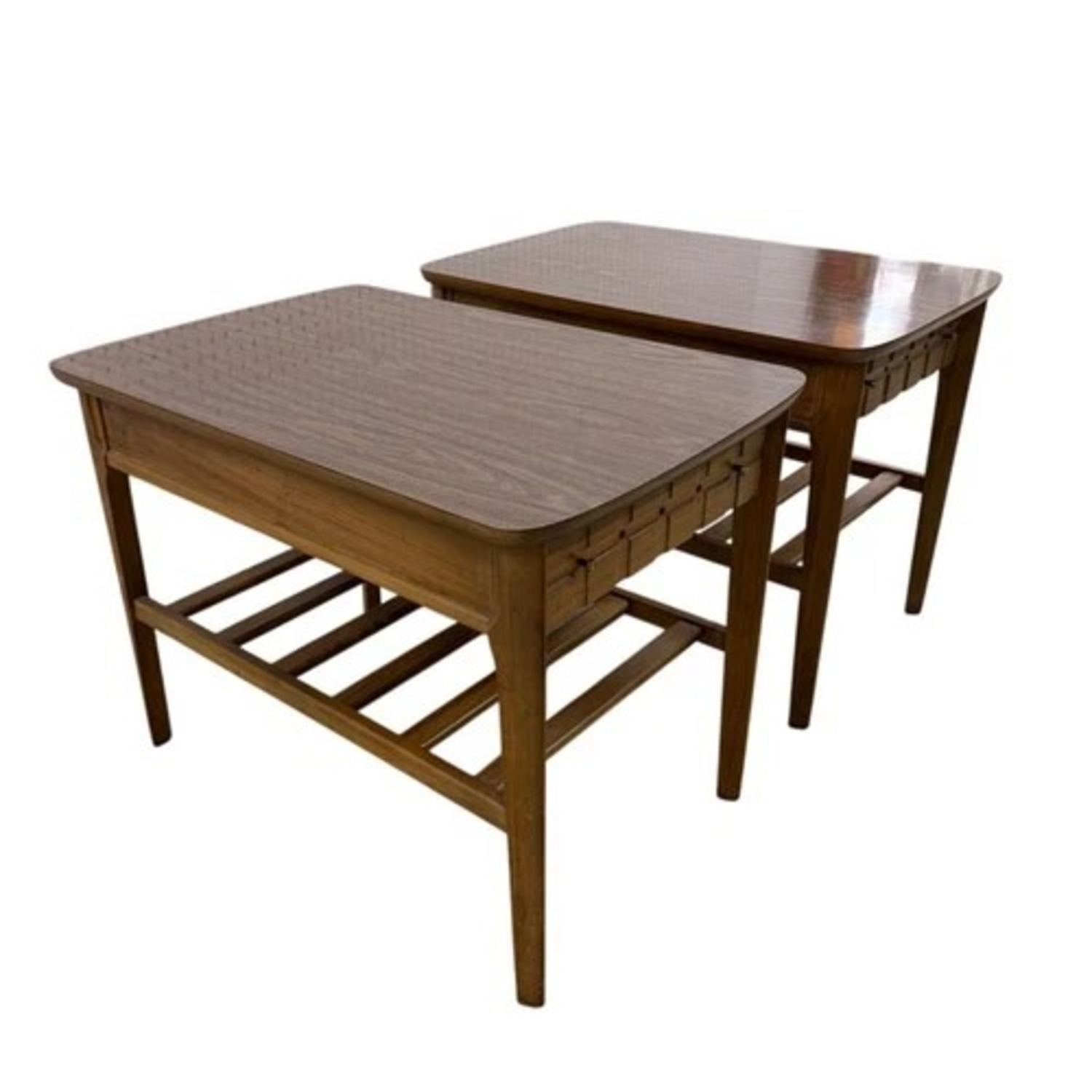 Mersman MCM End Tables Pair Drawer Shelf - image-3
