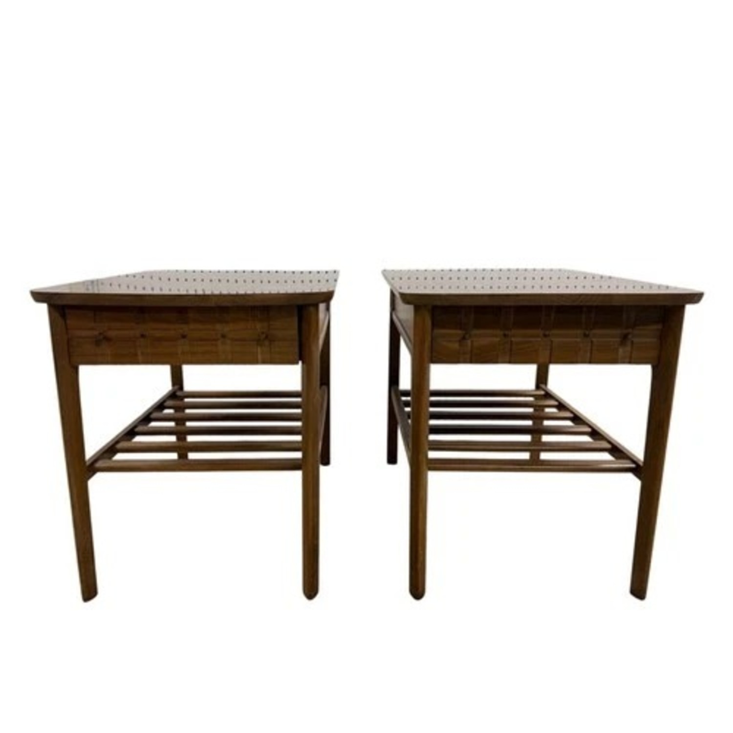 Mersman MCM End Tables Pair Drawer Shelf - image-1